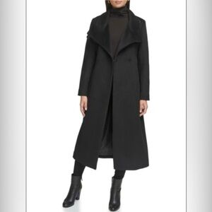 Kennth Cole long black trench coat- like new!